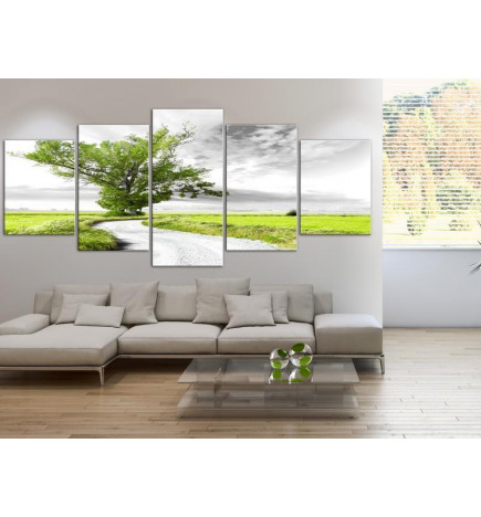 92,90 € Schilderij - Lone Tree (5 Parts) Green