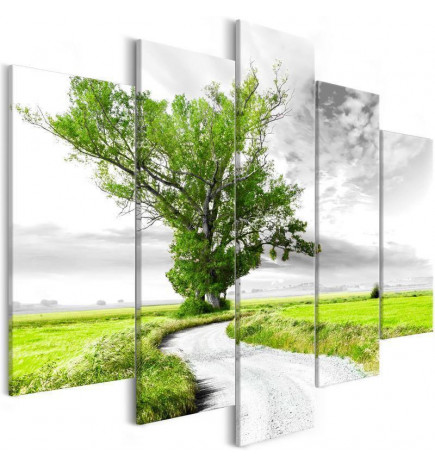 Schilderij - Lone Tree (5 Parts) Green