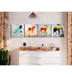 56,90 € Canvas Print - Colourful Animals (4 Parts)