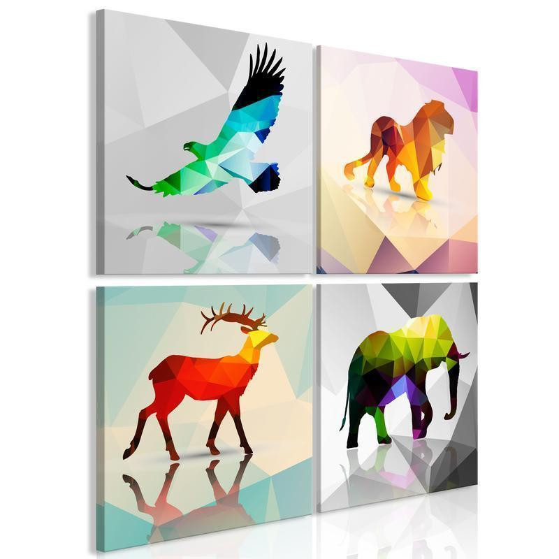 56,90 € Canvas Print - Colourful Animals (4 Parts)