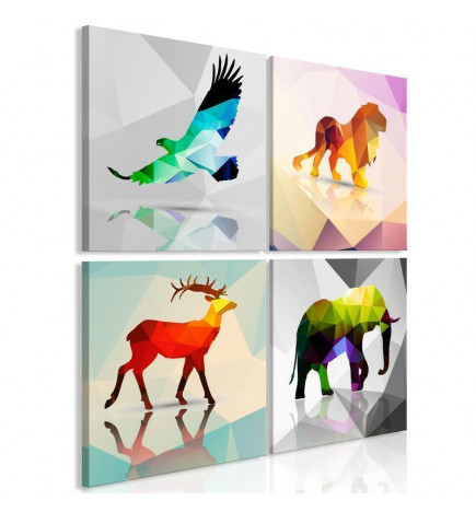 Canvas Print - Colourful Animals (4 Parts)