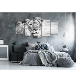 Canvas Print - The King of Beasts (5 Parts) Wide Black and White