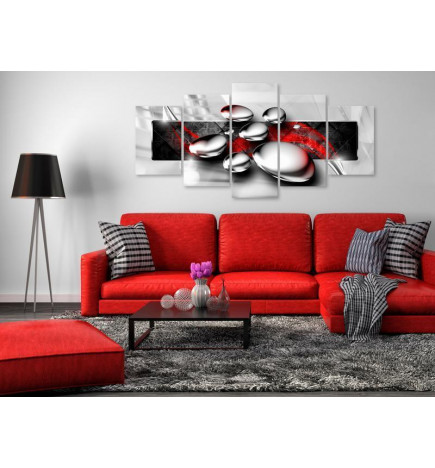 Canvas Print - Shiny Stones (5 Parts) Wide Red