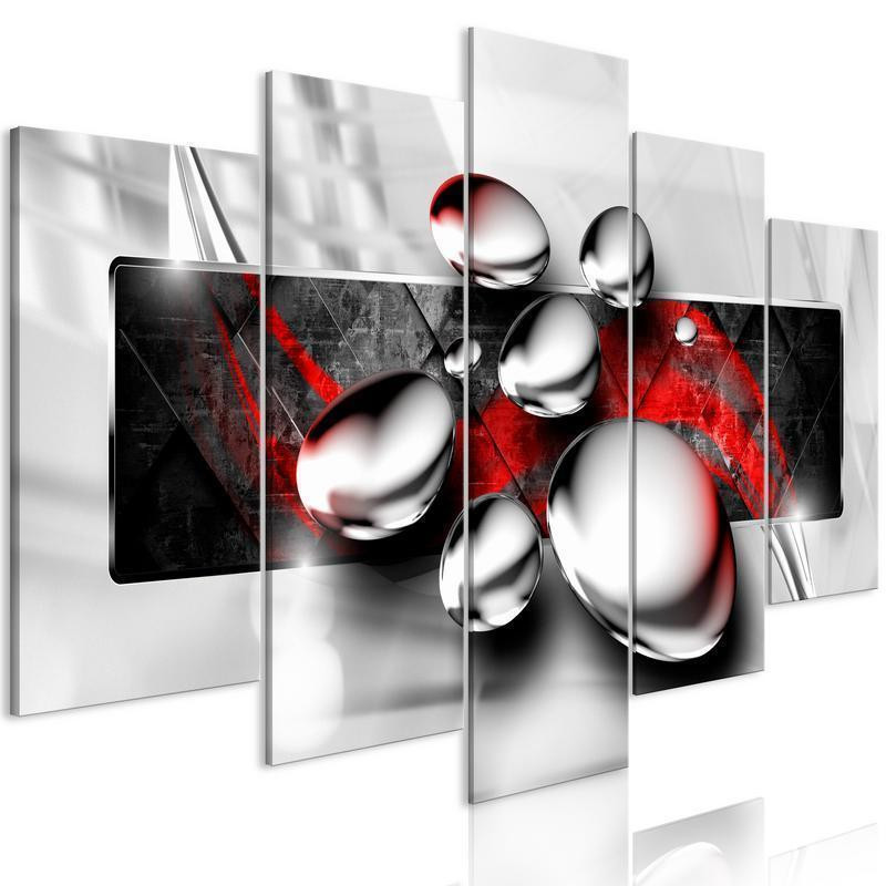 70,90 € Canvas Print - Shiny Stones (5 Parts) Wide Red