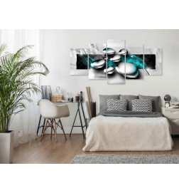 Canvas Print - Shiny Stones (5 Parts) Wide Turquoise