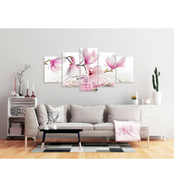 Canvas Print - Magnolias over Water (5 Parts) Wide Pink