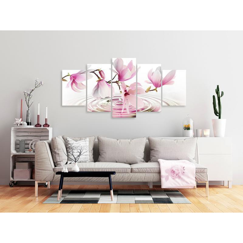 70,90 € Schilderij - Magnolias over Water (5 Parts) Wide Pink
