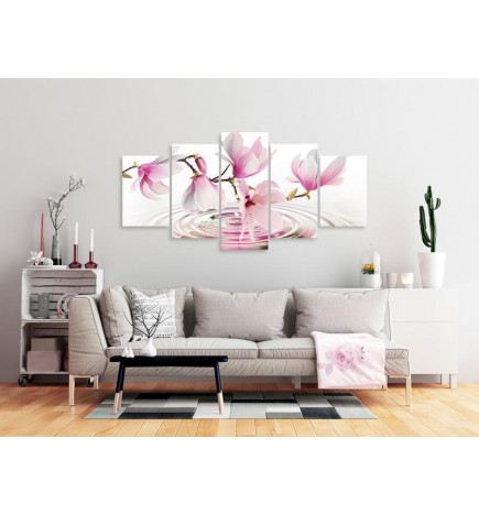 Slika - Magnolias over Water (5 Parts) Wide Pink