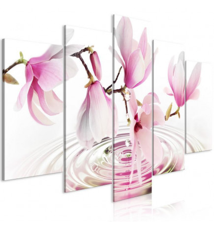 Cuadro - Magnolias over Water (5 Parts) Wide Pink