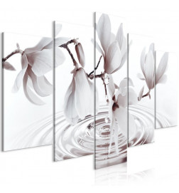 70,90 € Canvas Print - Magnolias over Water (5 Parts) Wide Grey