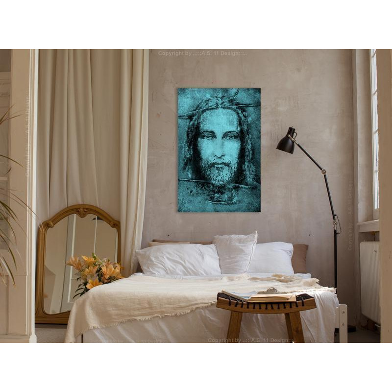 31,90 € Canvas Print - Shroud of Turin in Turqoise (1 Part) Vertical