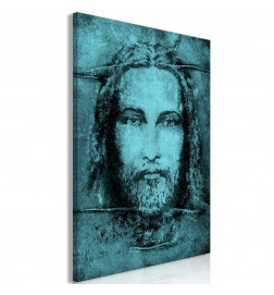 Canvas Print - Shroud of Turin in Turqoise (1 Part) Vertical