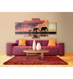 Schilderij - African elephants family