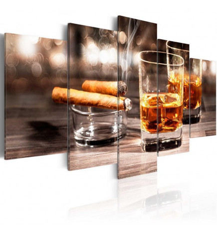 Schilderij - Cigar and whiskey