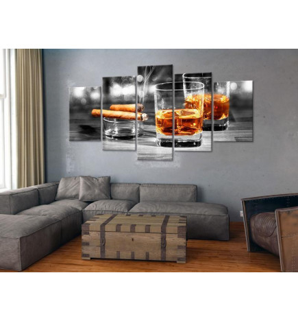 Canvas Print - Cigars and Whiskey (5 Parts) Wide