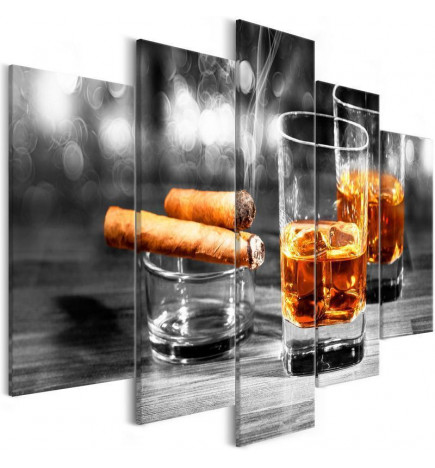 Leinwandbild - Cigars and Whiskey (5 Parts) Wide