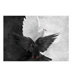 Fotomurale con due uccelli in bianco e nero - Arredalacasa