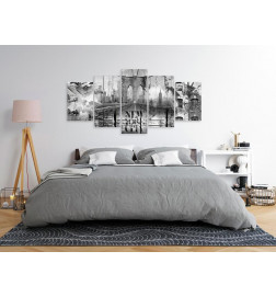 Canvas Print - New York City Collage (5 Parts) Wide Black and White