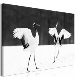 Schilderij - Dancing Cranes (1 Part) Wide