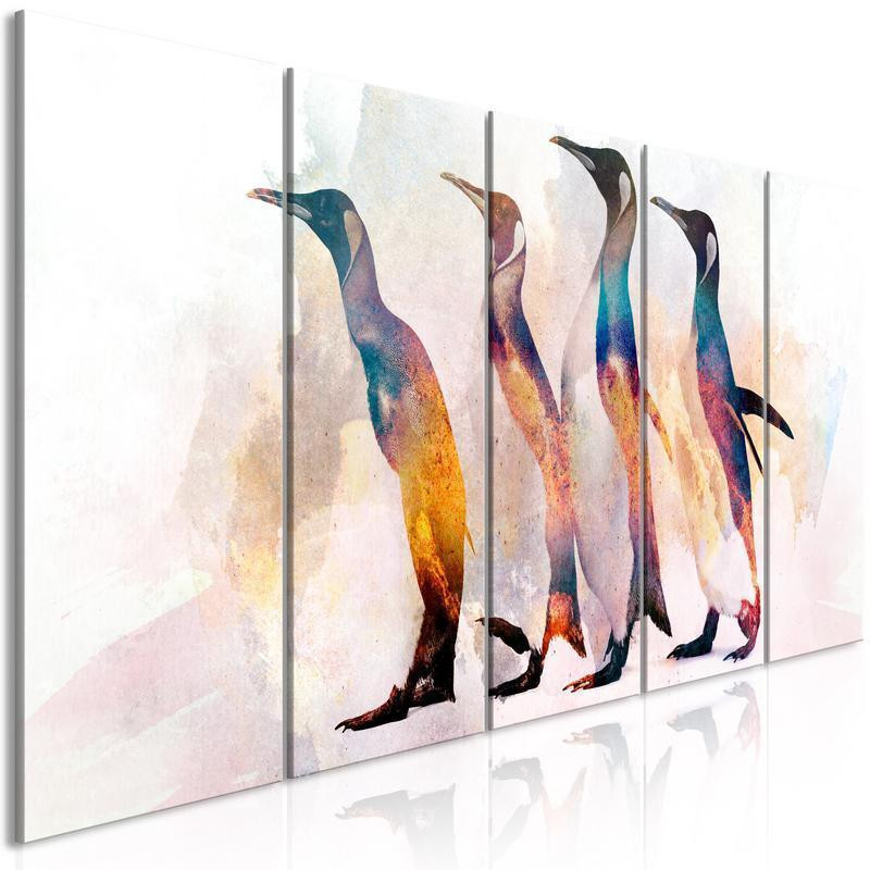 70,90 € Canvas Print - Penguin Wandering (5 Parts) Narrow