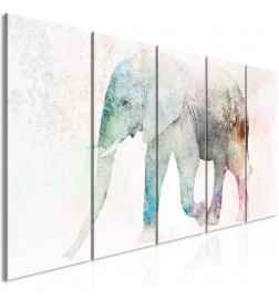 Schilderij - Painted Elephant (5 Parts) Narrow