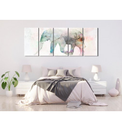 Schilderij - Painted Elephant (5 Parts) Narrow