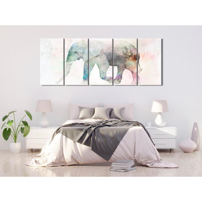 70,90 € Canvas Print - Painted Elephant (5 Parts) Narrow