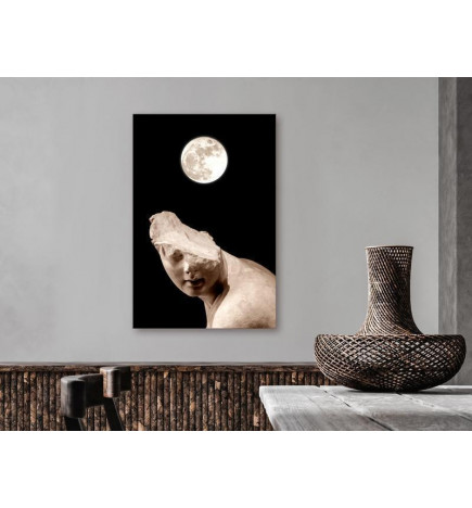Leinwandbild - Moon and Statue (1 Part) Vertical