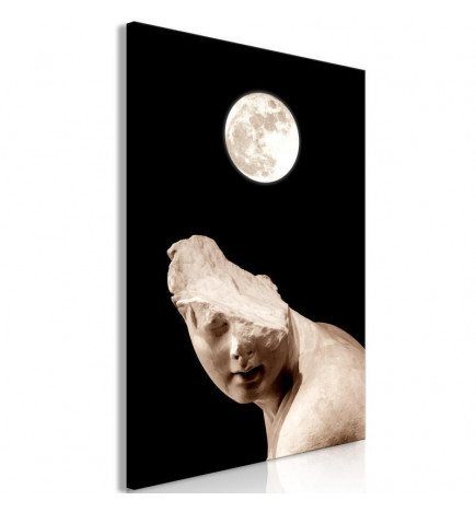 Leinwandbild - Moon and Statue (1 Part) Vertical