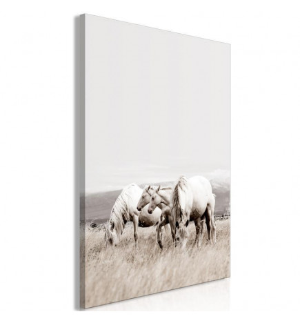 Schilderij - White Horses (1 Part) Vertical
