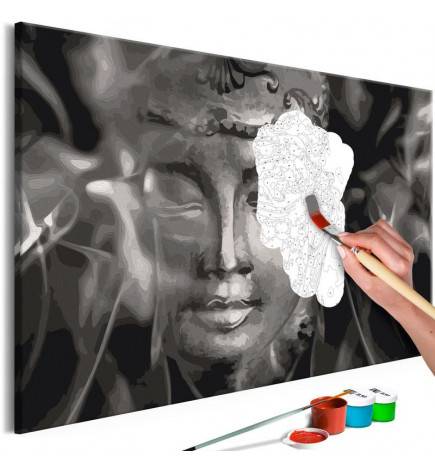 DIY canvas painting - Buddha in Black and White