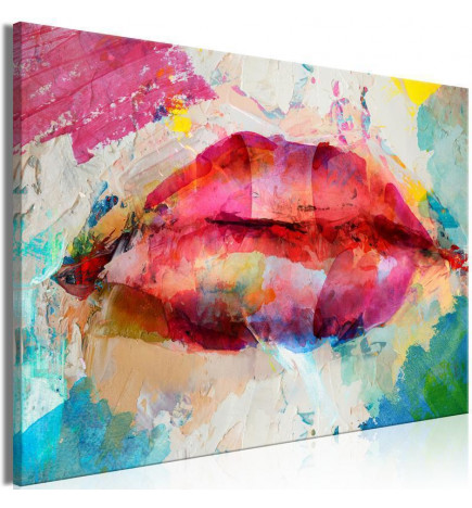 Schilderij - Artistic Lips (1 Part) Wide