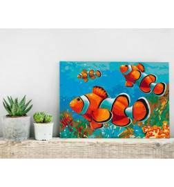 DIY canvas painting - Gold Fishes