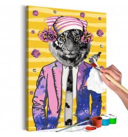 DIY canvas painting - Tiger in Hat
