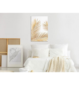 31,90 € Canvas Print - Golden Palm Leaves (1 Part) Vertical