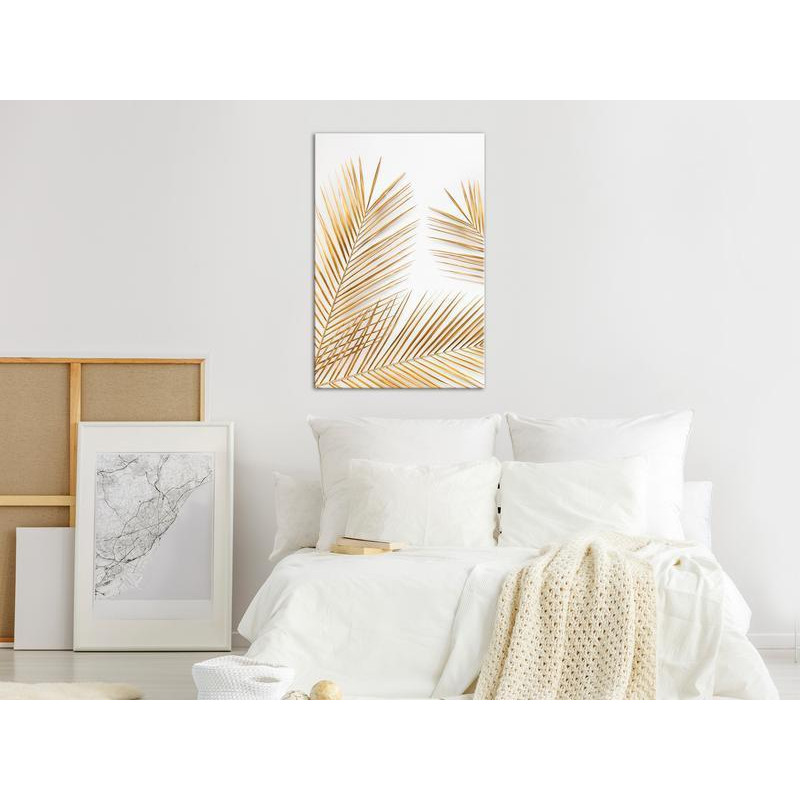 31,90 € Schilderij - Golden Palm Leaves (1 Part) Vertical