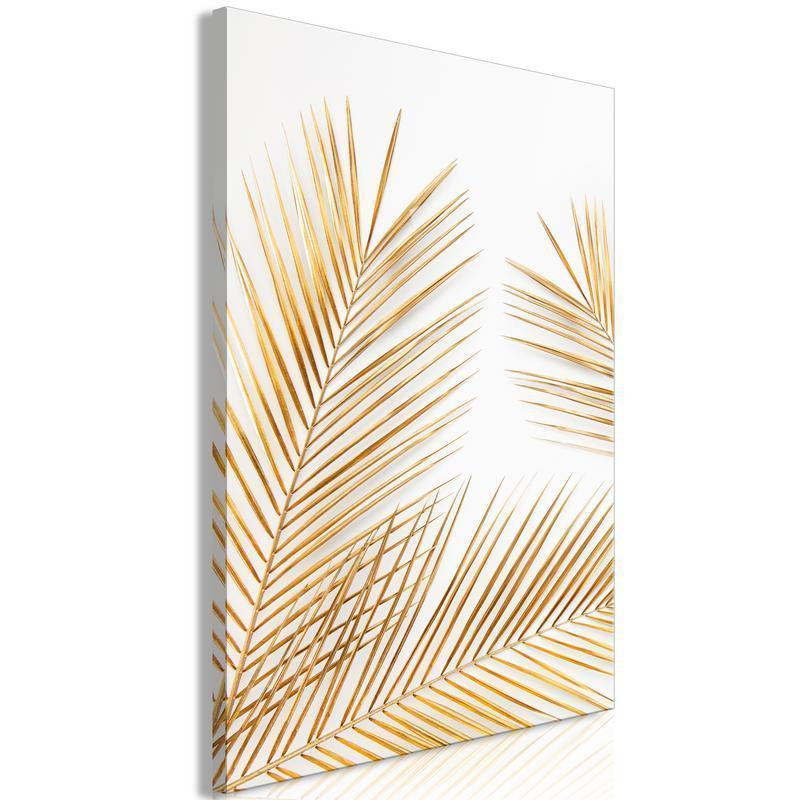 31,90 € Canvas Print - Golden Palm Leaves (1 Part) Vertical