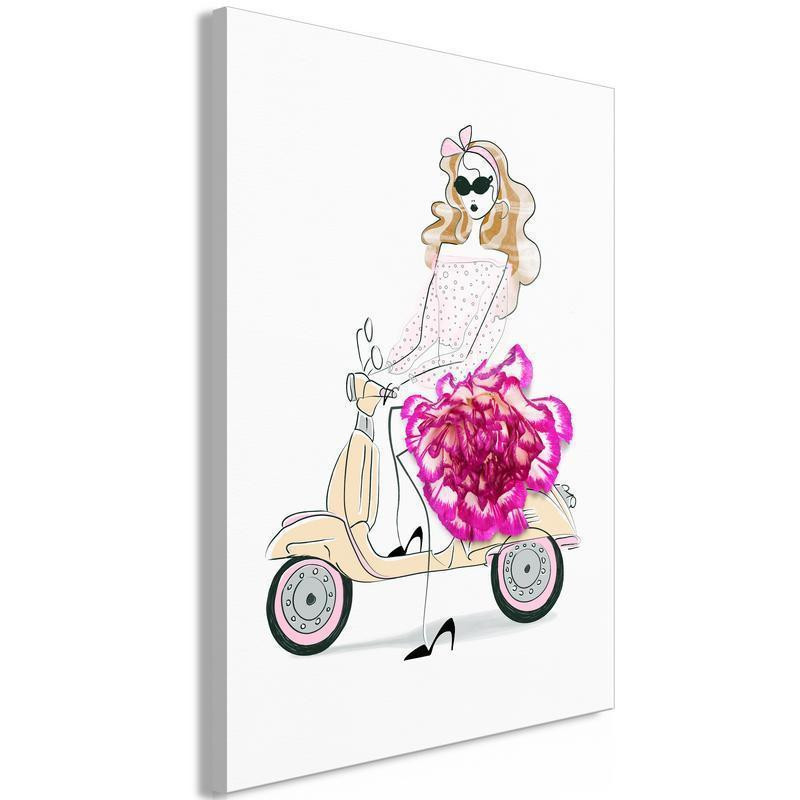 31,90 € Canvas Print - Girl on a Scooter (1 Part) Vertical