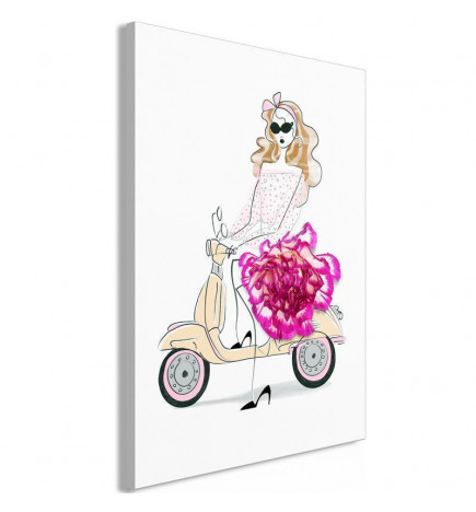 Canvas Print - Girl on a Scooter (1 Part) Vertical