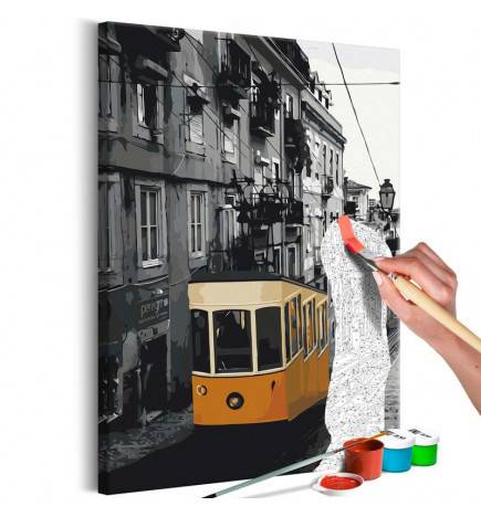 52,00 € DIY canvas painting - Tram in Lisbon