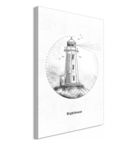 Schilderij - Black and White Lighthouse (1 Part) Vertical