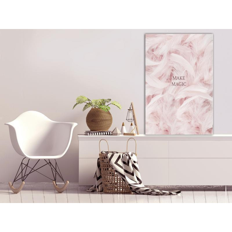 31,90 € Canvas Print - Pink Feathers (1 Part) Vertical