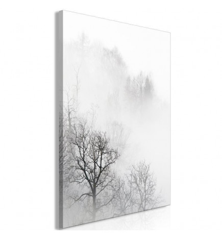Schilderij - Trees In The Fog (1 Part) Vertical