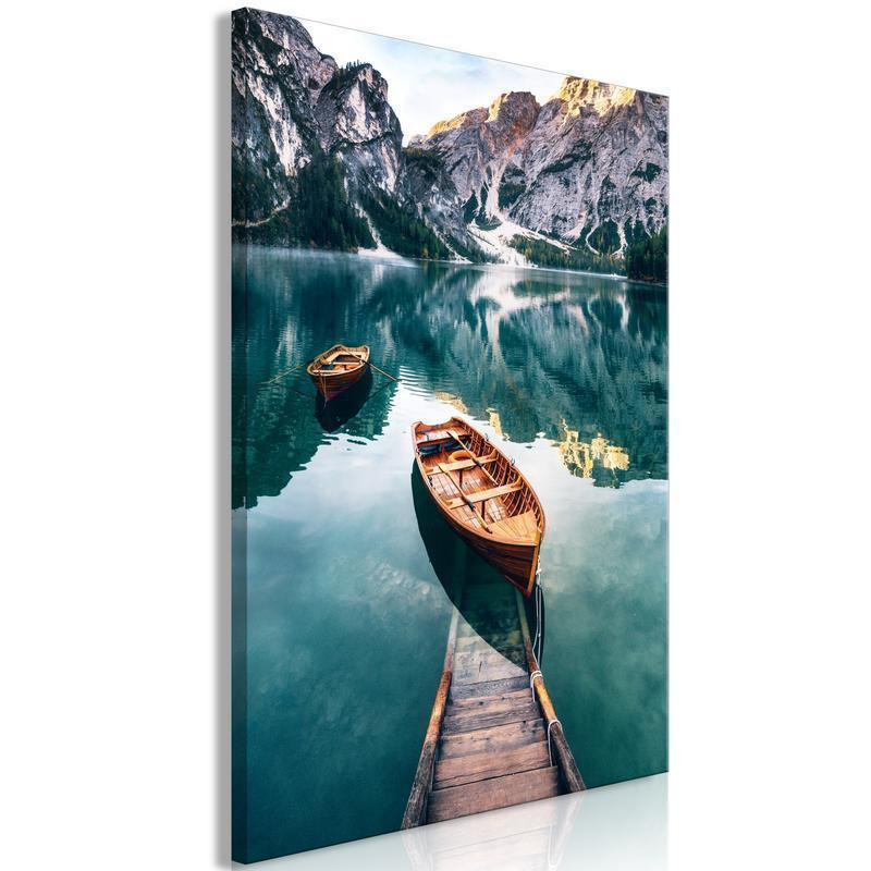 31,90 € Schilderij - Boats In Dolomites (1 Part) Vertical