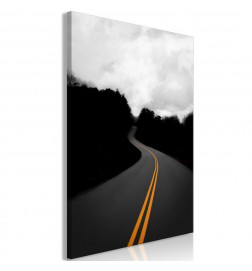 Canvas Print - Path Between Trees (1-part) - Black and White Skyline Landscape