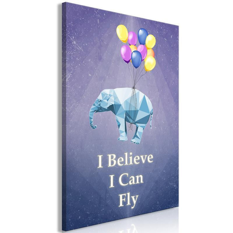 61,90 € Canvas Print - Words of Inspiration (1-part) - Elephant with Balloons and Motivational Text