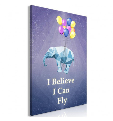 Paveikslas - Words of Inspiration (1-part) - Elephant with Balloons and Motivational Text