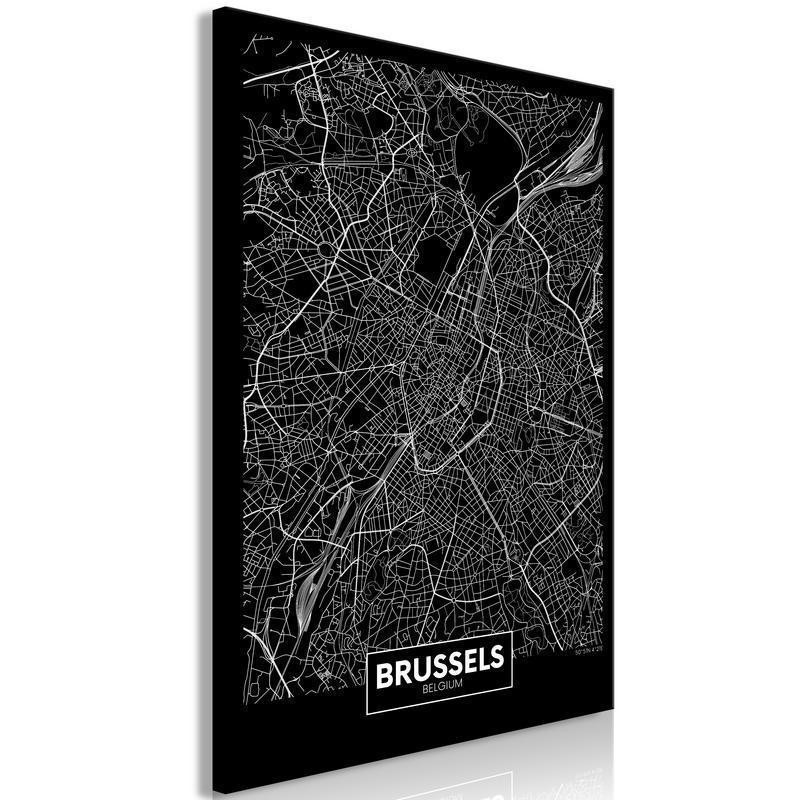 31,90 € Canvas Print - Dark Map of Brussels (1 Part) Vertical