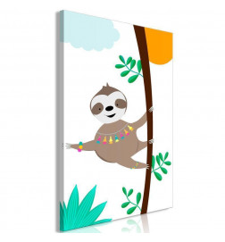 Schilderij - Happy Sloth (1 Part) Vertical