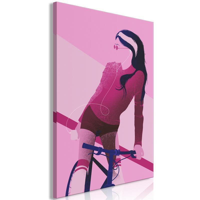 31,90 € Canvas Print - Woman on Bicycle (1 Part) Vertical
